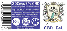 Load image into Gallery viewer, Peach & Moon CBD Pet 200mg 10ml